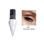 Close-up of dramatic winged eye makeup using #01 Zirconium White eyeliner with ger m-tip applicator