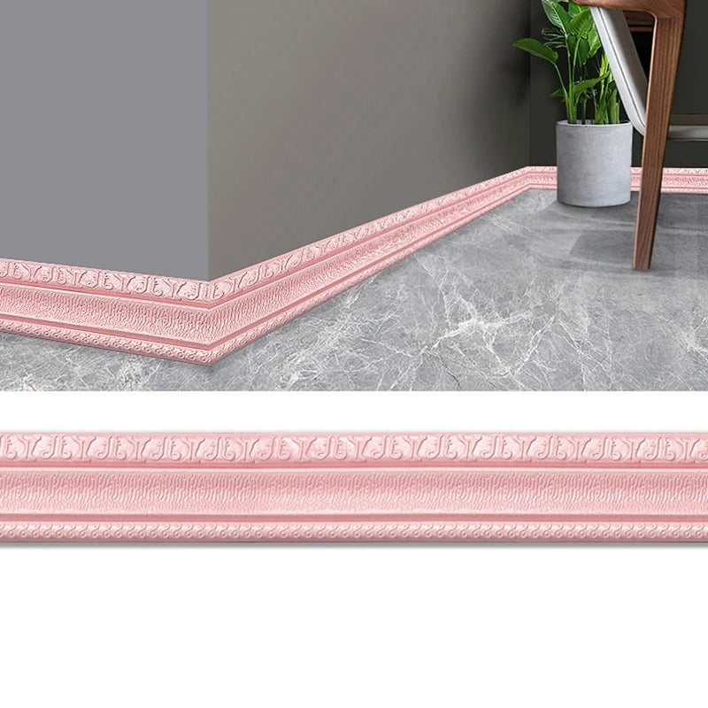 Adhesive Foam Molding Trim 3D Embossing 2.3M Multifuncself Adhesive Wall Trim Line Skirting Border Decor Sticker Wallstick Decor