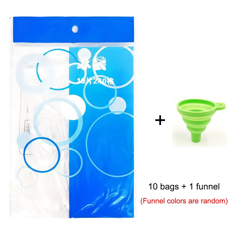 10-100Pcs Ice Tray Mold Bags Disposable Lattice Ice-Making Bags with Funnel Bar Self-Sealing Ice Tray Bag Edible Frozen Ice