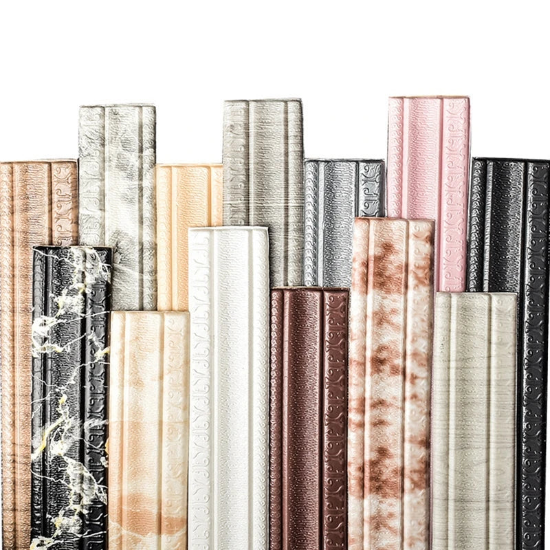 Adhesive Foam Molding Trim 3D Embossing 2.3M Multifuncself Adhesive Wall Trim Line Skirting Border Decor Sticker Wallstick Decor