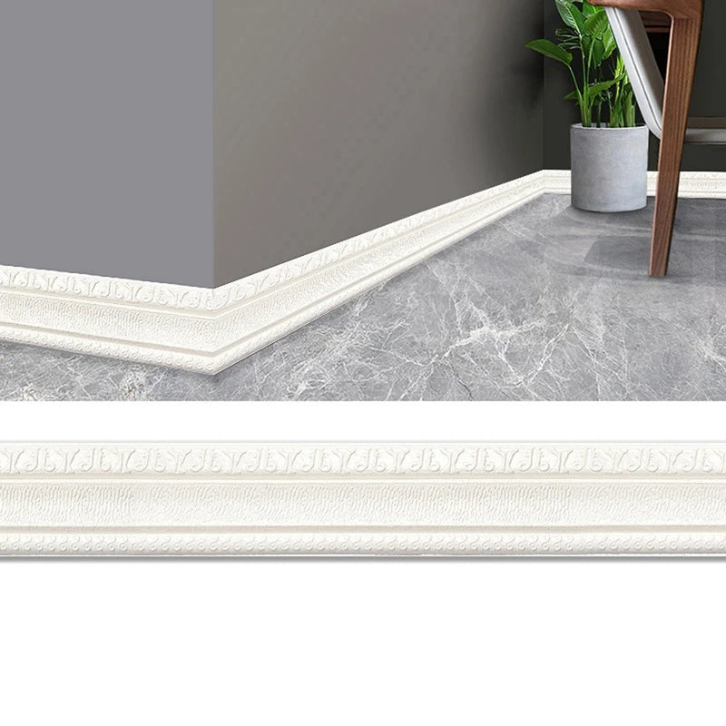Adhesive Foam Molding Trim 3D Embossing 2.3M Multifuncself Adhesive Wall Trim Line Skirting Border Decor Sticker Wallstick Decor