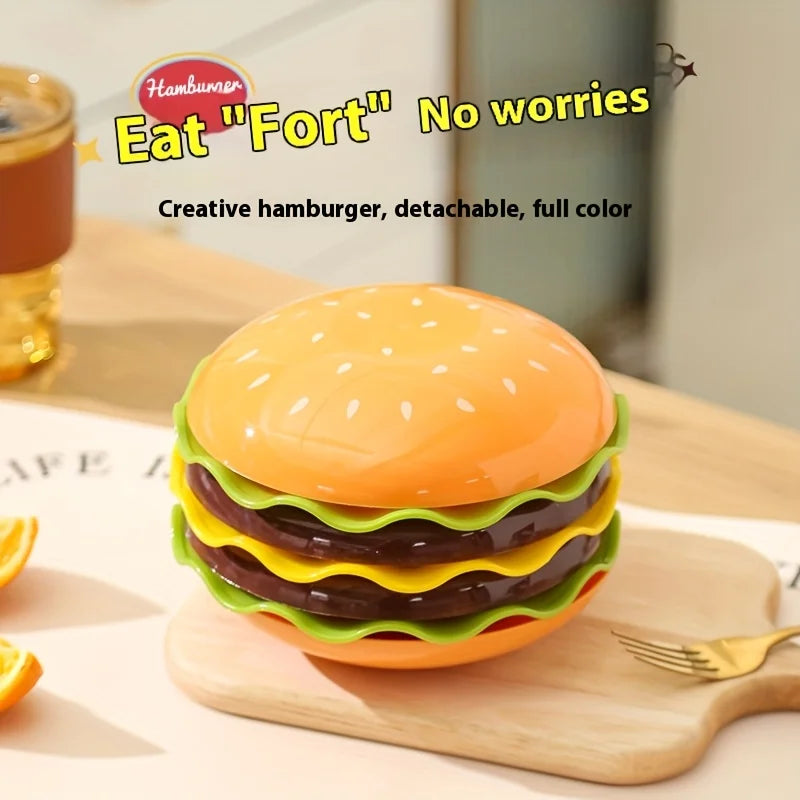 Stackable Hamburger Plate Set- Mini Dinner Plates with Bone Spit Design,Funny Sauce Containers for Table Decor Bone Disc