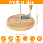 Cheese curler cutter product size 22.2cm x 14.3cm with stainless steel blade and beechwood base