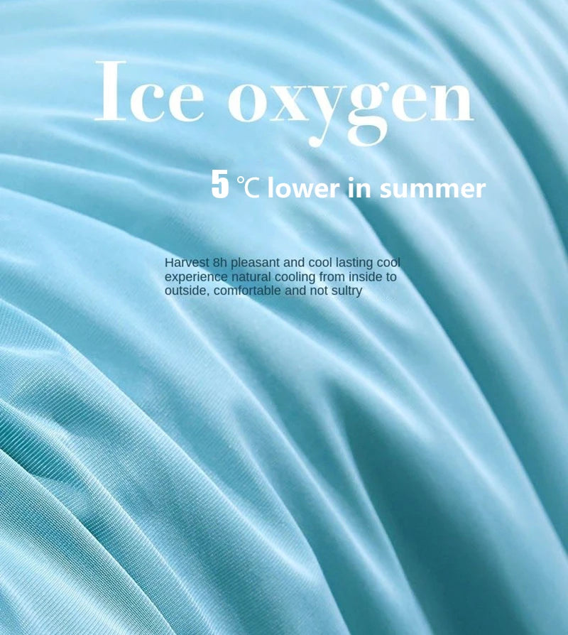 Cooling blanket with ice oxygen fabric that keeps temperature 5°C lower in summer for comfortable sleep