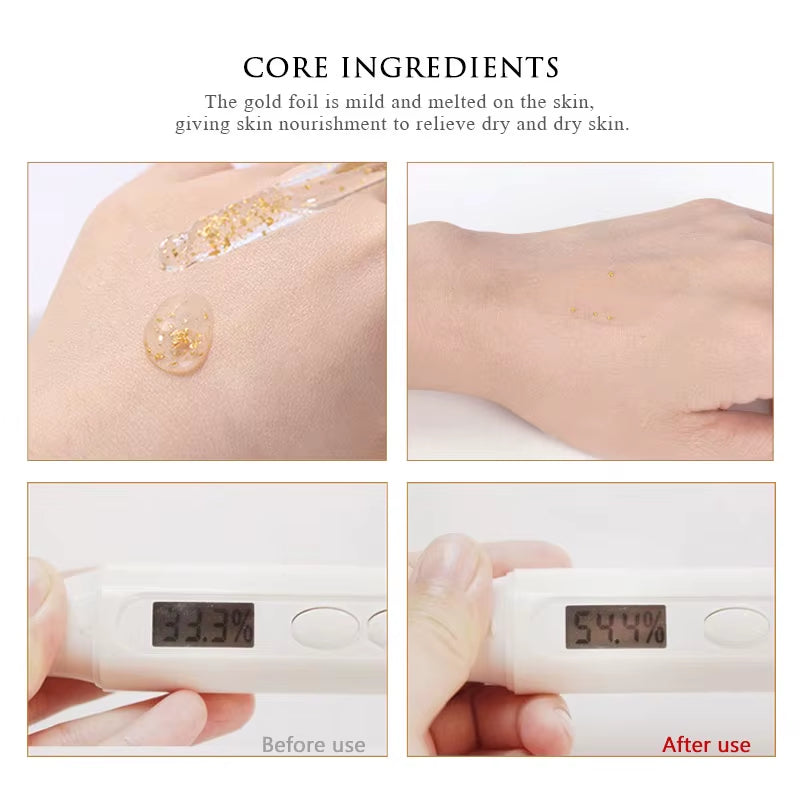 24K Gold Niacinamide Face Essence 30Ml Moisturizing Hyaluronic Acid Serum Dry Skin Care