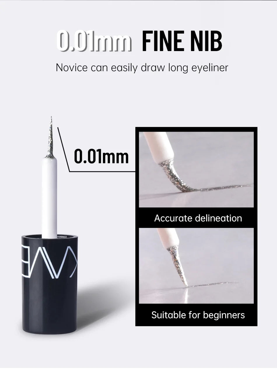 0.01mm fine tip eyeliner for accurate, beginner-friendly application with smooth long lines