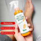 Foot peeling spray with orange oil for moisturizing, brightening, and exfoliating rough feet and dry skin.