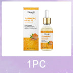 Hoygi Turmeric Facial Oil 30ml with dropper—lightening, deeply hydrating, and calming scent in golden packaging