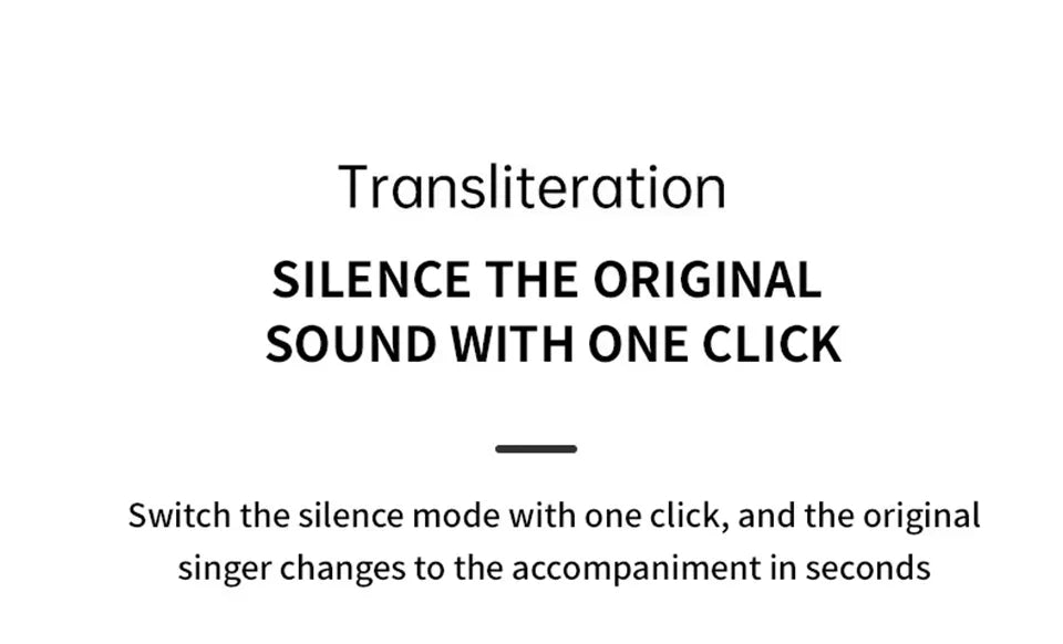 Promotional image highlighting one-click vocal silencing feature—instantly switches original singer to instrumental accompaniment for karaoke and music practice
