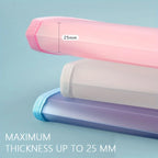 Stack of pastel-colored A4 document folders in pink, white, and purple with blue trim; each folder features reinforced fabric edges and 25mm maximum thickness capacity for organizing papers, homework, or office documents.