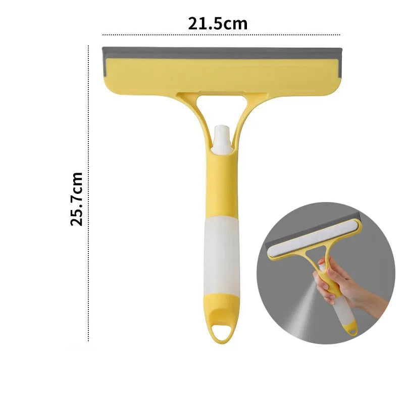 yellow window squeegee with 21.5 cm blade—shown against light background with labeled dimensions for precise cleaning coverage