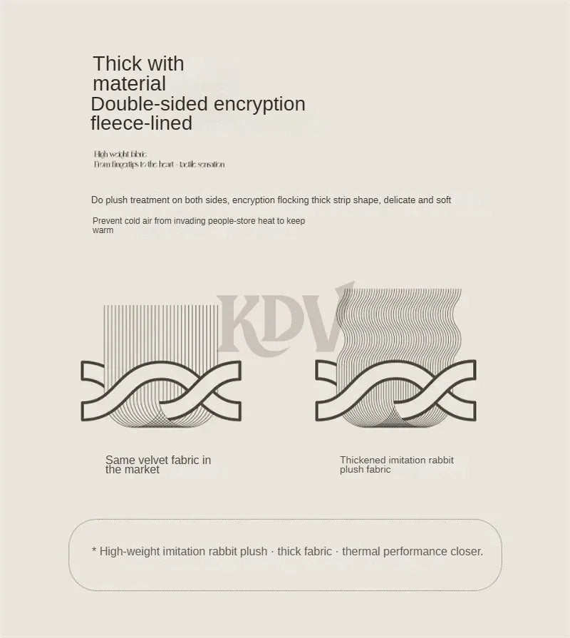 Comparison of thickened imitation rabbit plush fabric vs standard market velvet—highlighting dense weave, double-sided fleece lining, and superior thermal insulation