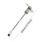 USB-powered mini fan with dual PVC blades and a 400mm flexible metal gooseneck; designed for portable cooling and adjustable positioning, ideal for laptops, desktops, and travel use.