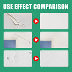 Before-and-after comparison of wall repair—shows peeling paint, cracks, and flaking surfaces restored to smooth finish using wall treatment solution