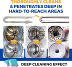 Before and after results showing washing machine cleaner removing dirt, limescale, and buildup.
