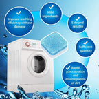 Washing machine cleaner tablet with mild ingredients for safe deep cleaning, odor removal, and dirt disintegration.